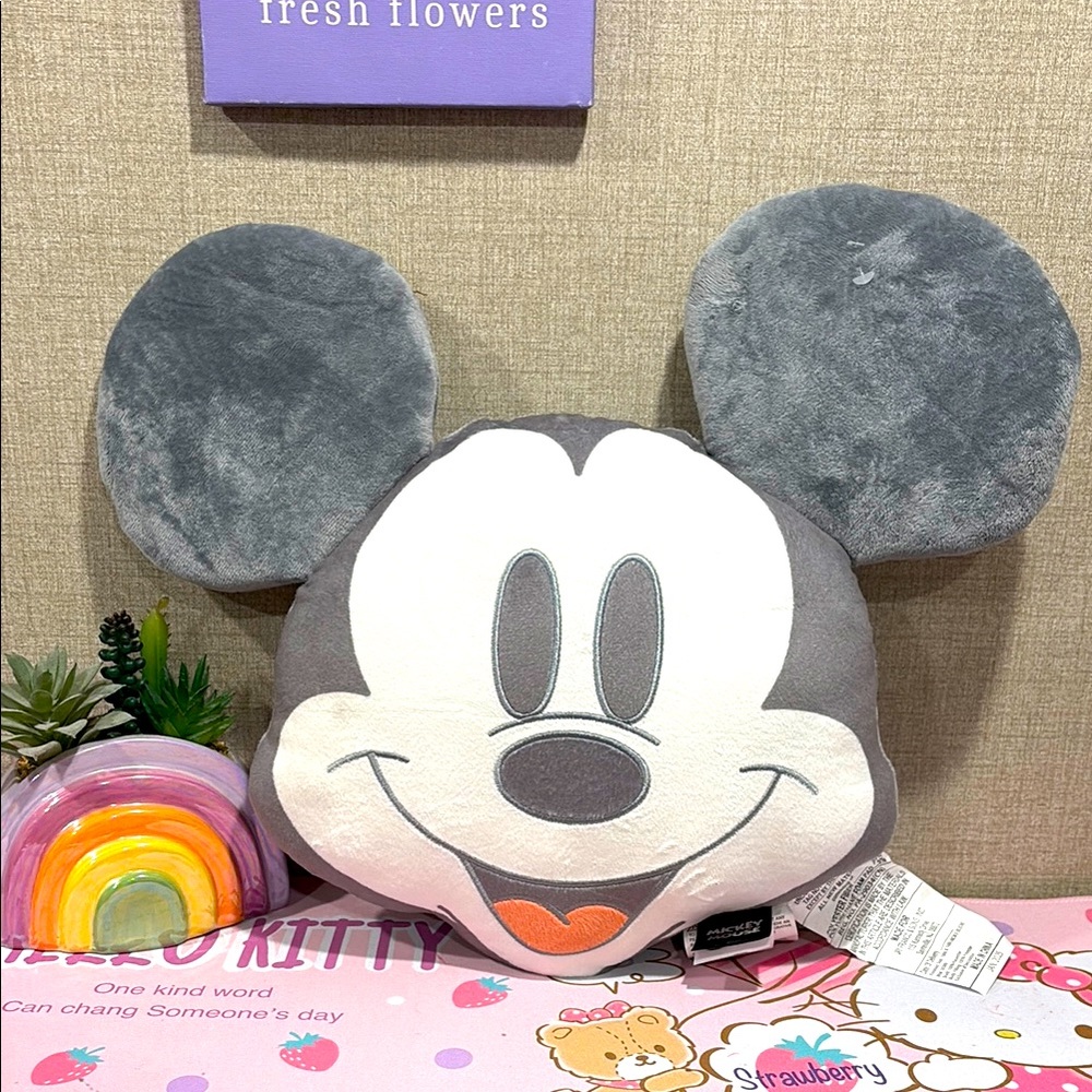 Gray Mickey Mouse Plush Pillow